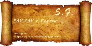 Sáfár Ferenc névjegykártya