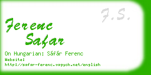 ferenc safar business card